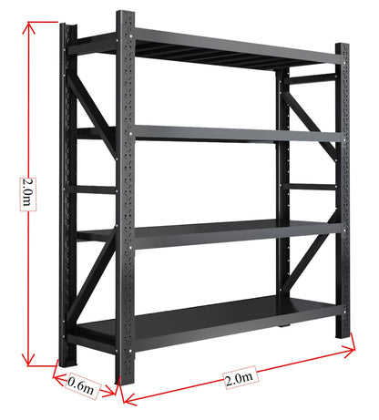 4-Tier Heavy Duty Metal Shelf-200kg/Level-2.0m