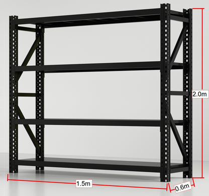 4-Tier Heavy Duty Metal Shelf- 300kg/Level-1.5m